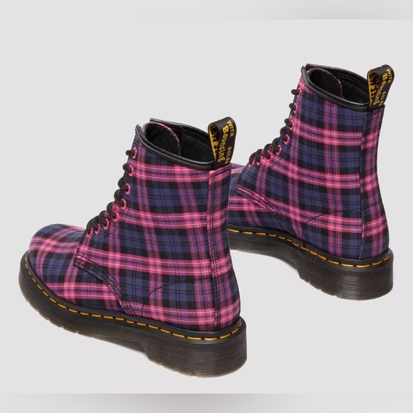 Dr. Martens Pink and Purple Plaid Lace-Up Combat Boots - Picture 6 of 15